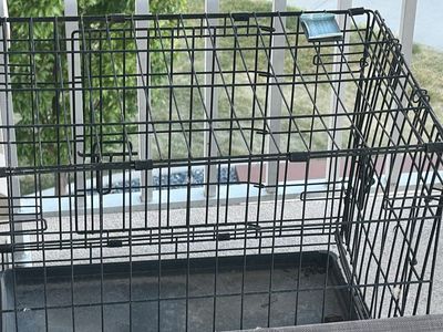 Collapsible Black Metal Wire Dog Crate Pet Kennel with Removable Tray - small