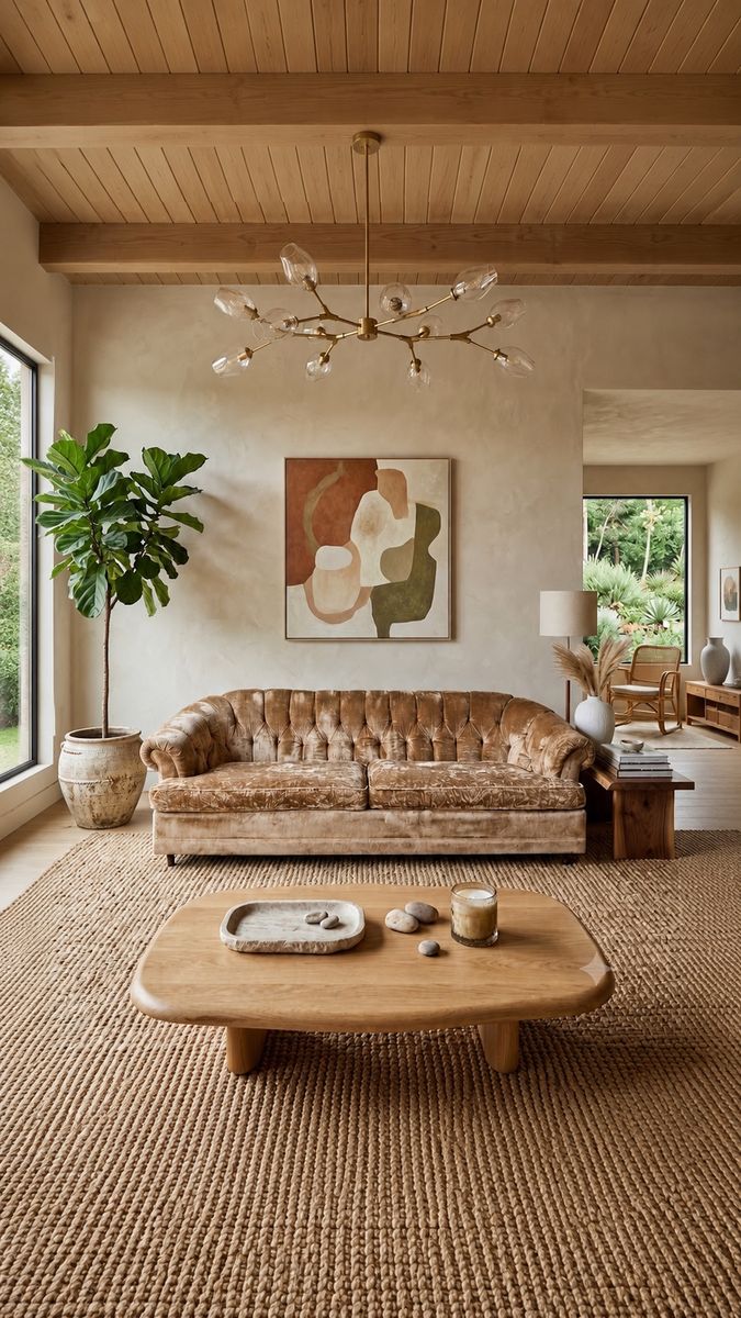Vintage Mid Century Champagne Tan Velvet Tufted Sofa Couch w/Tapered Legs