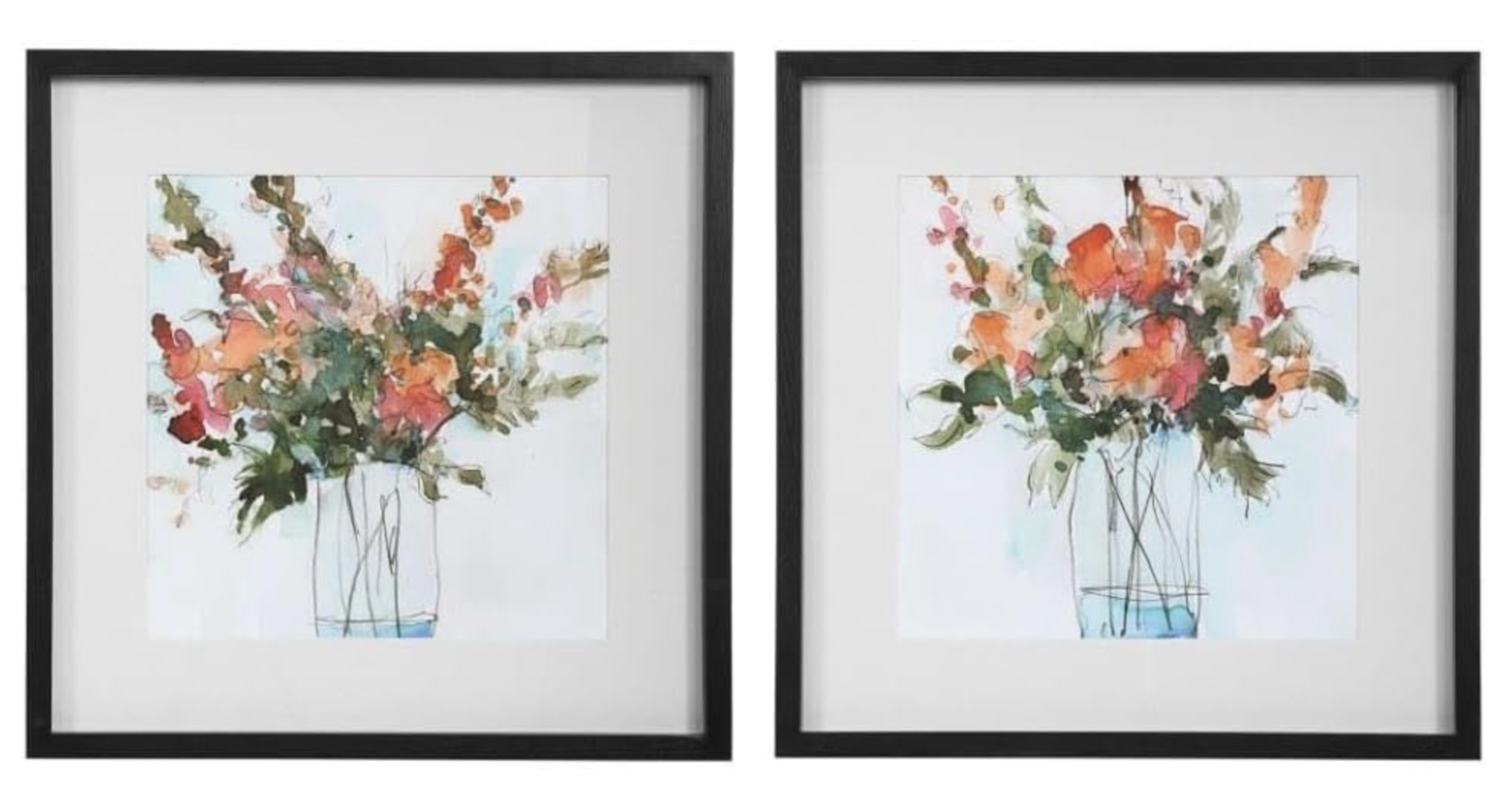 Uttermost Fresh Flowers Watercolor Prints – Set of 2