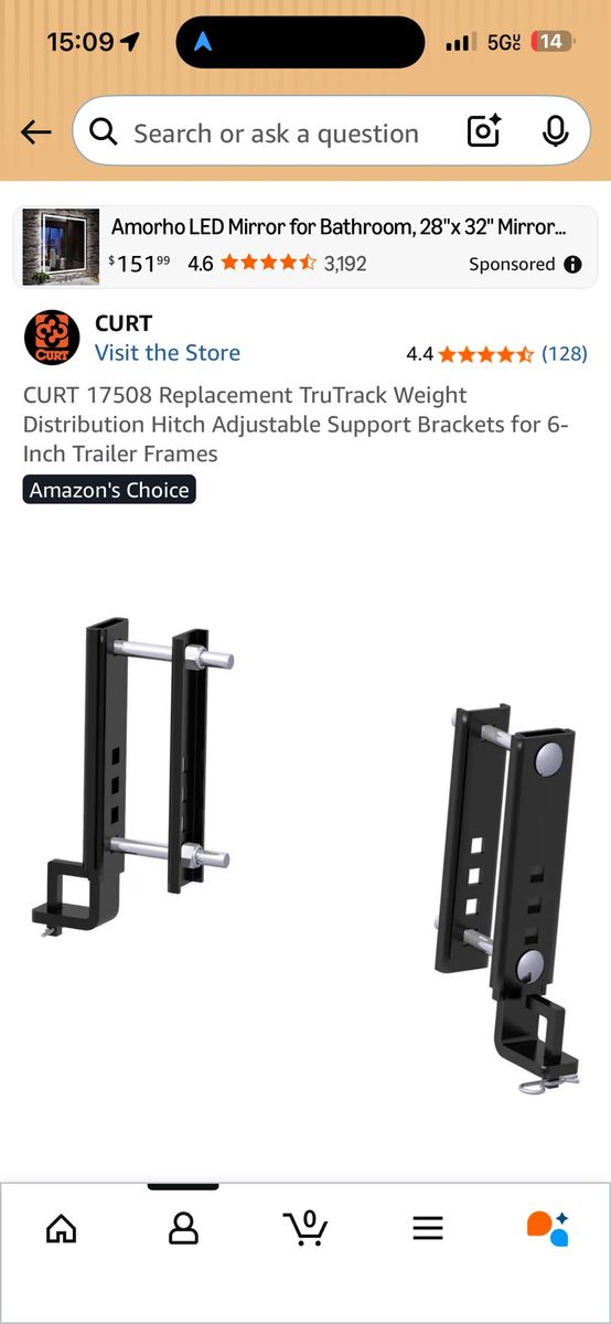 CURT 17508 adjustable Support Brackets