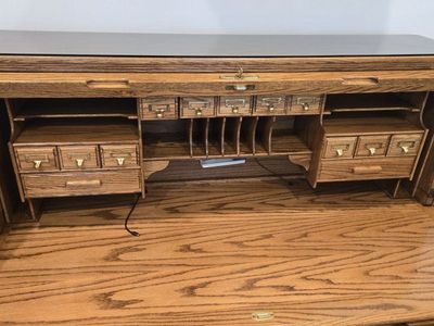 vintage oak crest desk