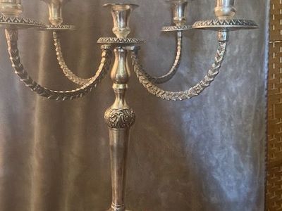 Antique Solid Brass 16" Tall 5 arm Candelabra (Goldfelder or Godinger)