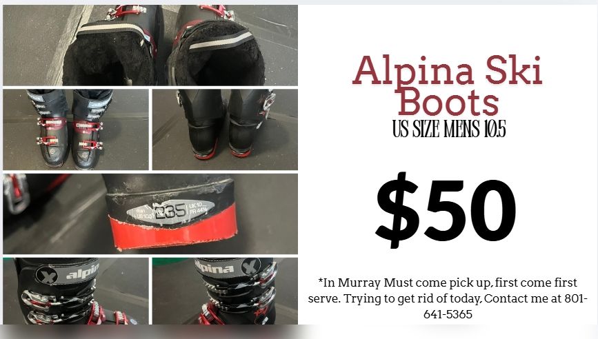 Alpina Men's Ski Boots - Black / Red - Size US 10.5 / MP 28.5