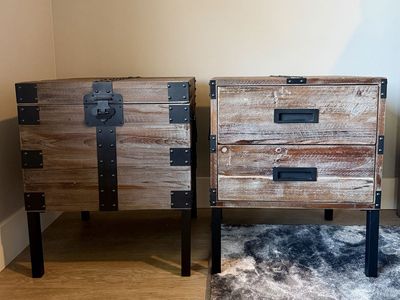 Rustic Reclaimed Wood End Table & Chest Set