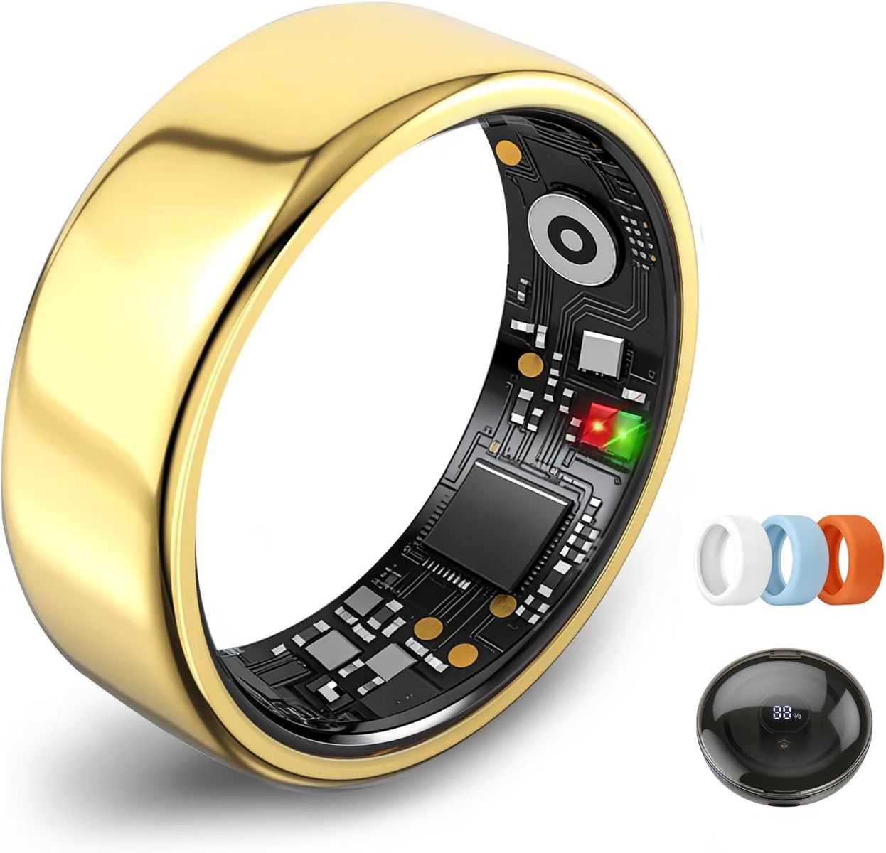 NEW Smart Ring for Women Men,Fitness Tracker Ring,Heart Rate,Blood Oxygen, No Subscription Fee,IP68 Waterproof(Gold 13)