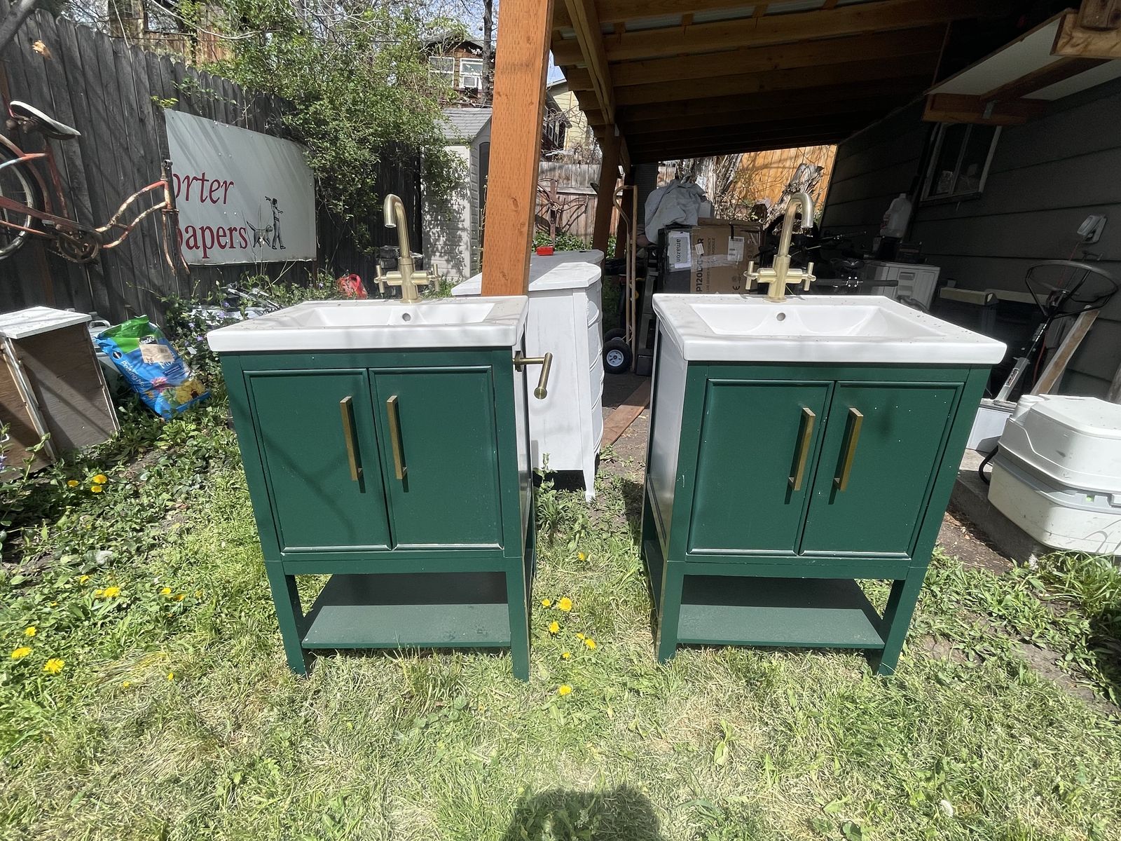 Matching Sink Vanities With Gold Faucets