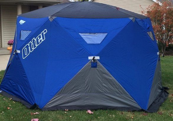 Otter Outdoors Insulated Ice Cabin Hub Shelter Blue 5-6 Person Portable Ice Fishing Tent Easy Pop Up