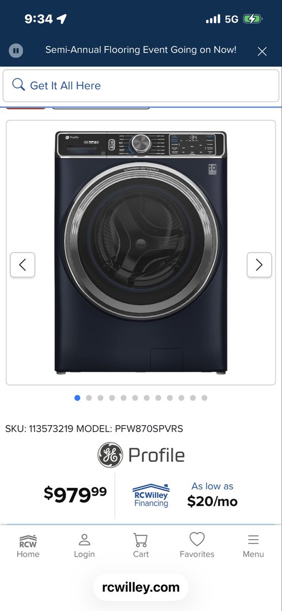 $490 OBO GOOD GE WASHER LARGE CAPACITY 5.3 cb