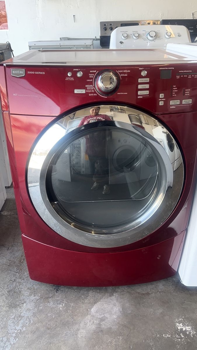 Maytag 3000 Series Commercial Technology Front Load Electric Dryer Red