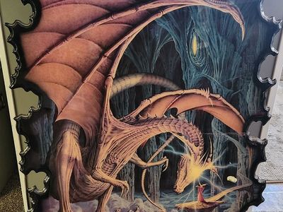 Custom made wooden vintage 1994 "Dragonlord" fantasy art