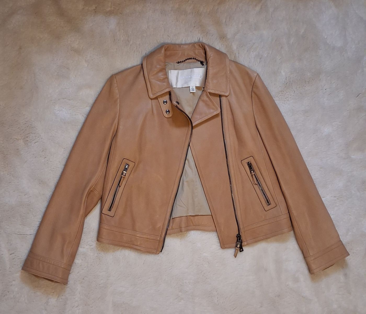 Women's genuine Coach leather asymmetric "moto" jacket, size M