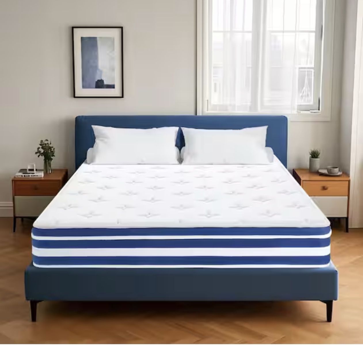 King Medium Cooling Gel Memory Foam Hybrid Mattress 10 in. Breathable High Density Mattress