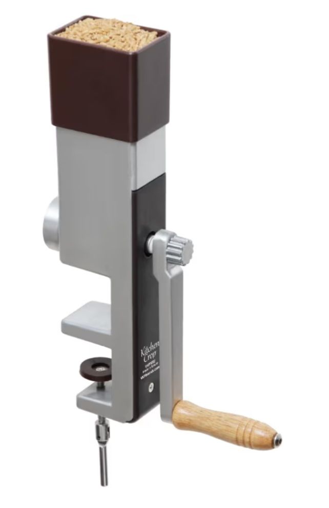 Kitchen Crop Grain Mill Wheat Flour Grinder, Stainless Steel Metal Burrs (Hand Crank Grain Mill)