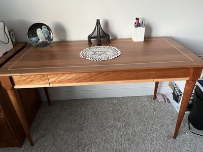 CHERRY WOOD DESK WITH MATCHING FILE CABINET