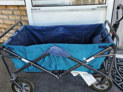 Folding wagon for easy storage, no flat tires