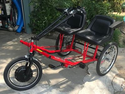 GREEN in color "Worksman Duel Seat Side-by-Side Tricycle"
