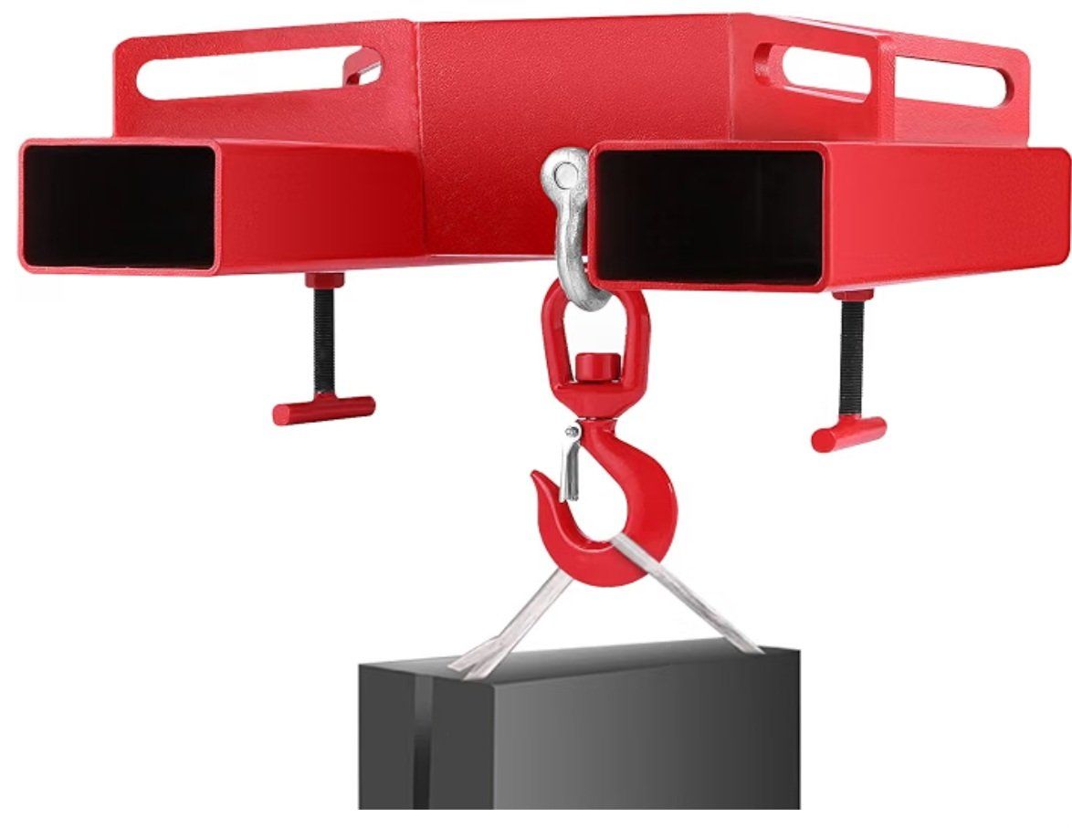 VEVOR Forklift Lifting Hook, 6600lbs Capacity Forklift Lifting Hoist, Red Forklift Mobile Crane with Swivel Hook and Two Large T