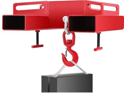 VEVOR Forklift Lifting Hook, 6600lbs Capacity Forklift Lifting Hoist, Red Forklift Mobile Crane with Swivel Hook and Two Large T