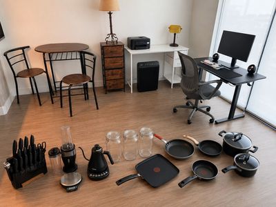 Moving Sale Bundle: Monitor, Desks, Furniture, Kitchen