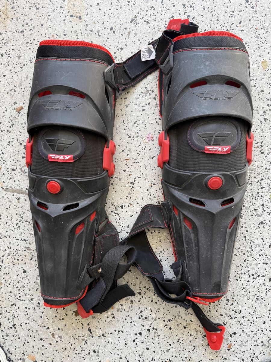 Fly Racing Adult Motocross Knee and Shin Guards Black Red
