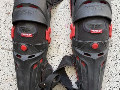 Fly Racing Adult Motocross Knee and Shin Guards Black Red