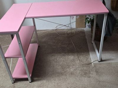 L Shaped Pink Desk