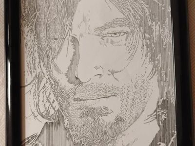 Framed Norman Reedus / Daryl Dixon Portrait Sketch Drawing Artwork