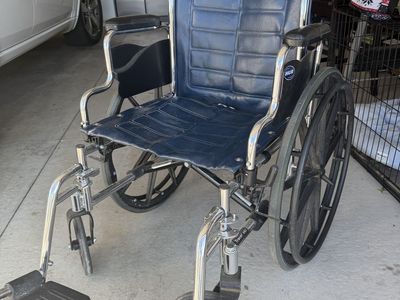 Invacare Tracer EX2 Wheelchair - Blue Vinyl, Detachable Footrests, Good Condition