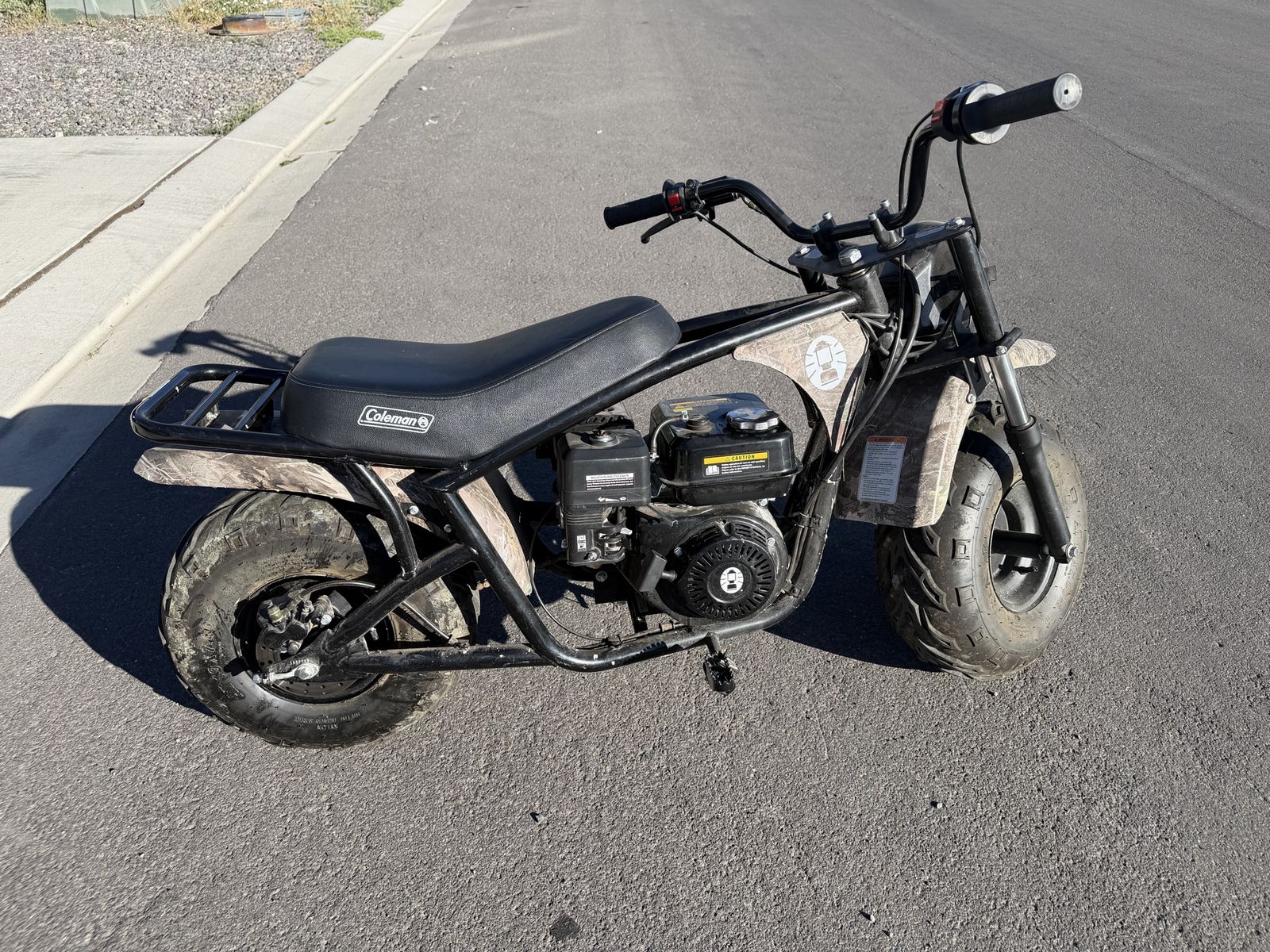 Coleman Powersports Camo Mini Trail Bike with Headlight & Front Suspension