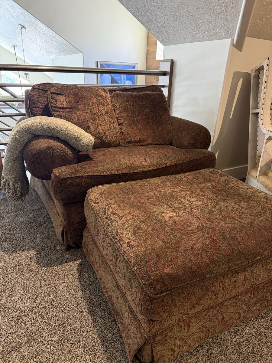 Clean/Cozy Chair And A Half With Ottoman -Sage