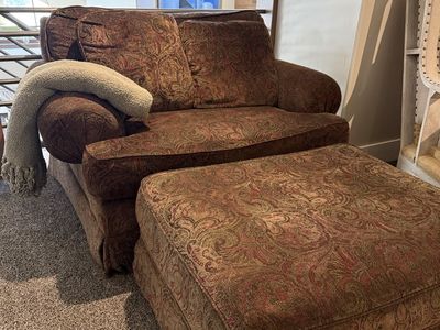 Clean/Cozy Chair And A Half With Ottoman -Sage