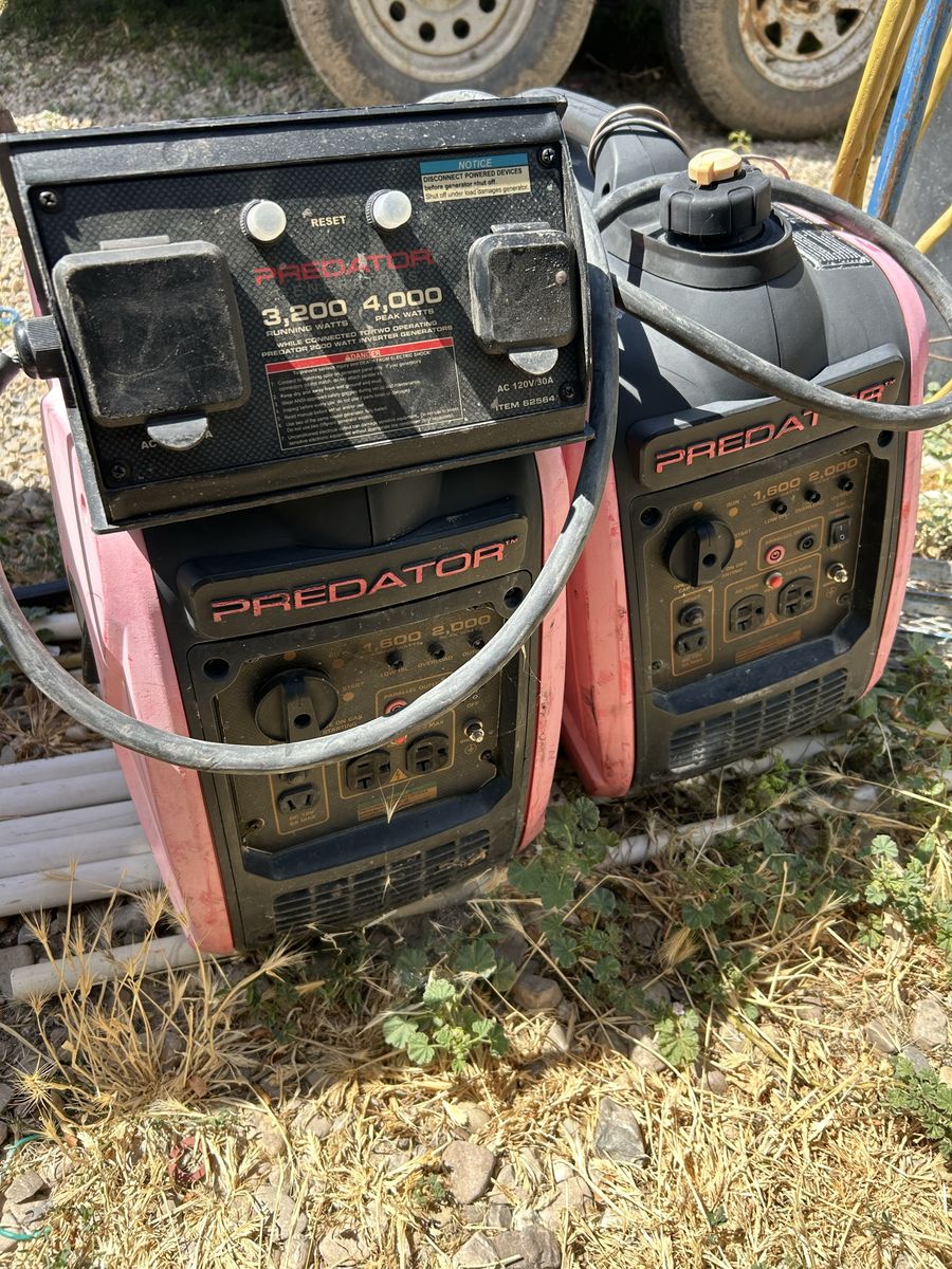 Pair of Predator 3200/4000W Inverter Generators with Parallel Kit