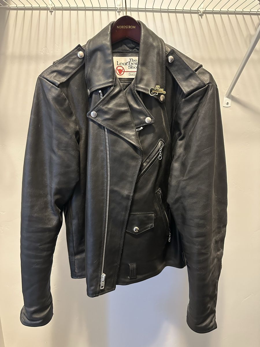 Vintage 70s Sears The Leather Shop Biker Jacket - Size 42 Tall