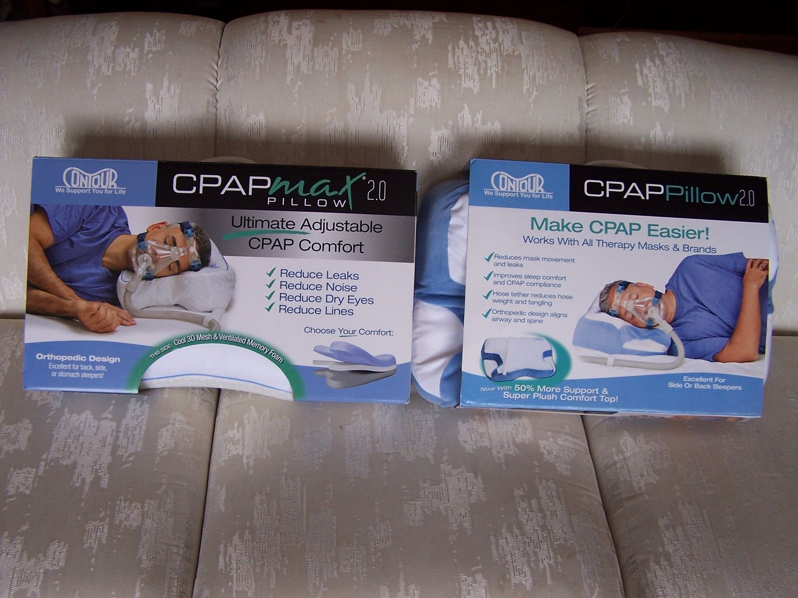 Two Contour Living CPAP Pillows