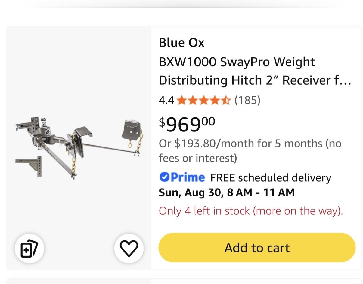 Blue Ox Weight Distribution Hitch
