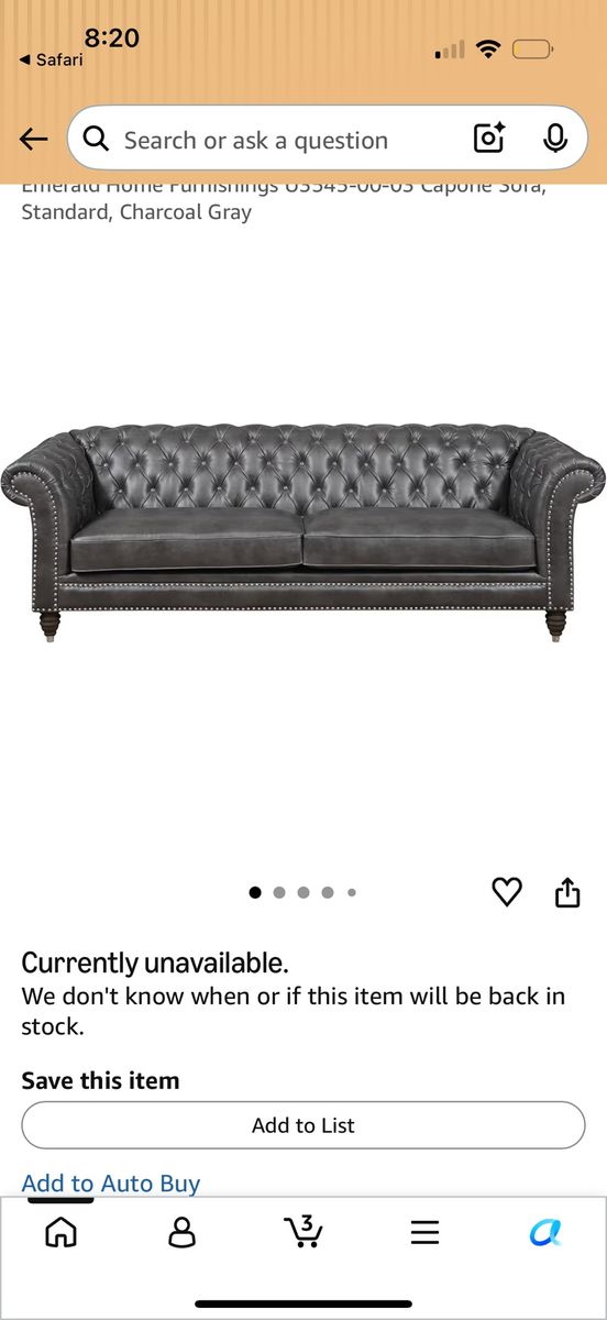 Faux leather Chesterfield tufted couch