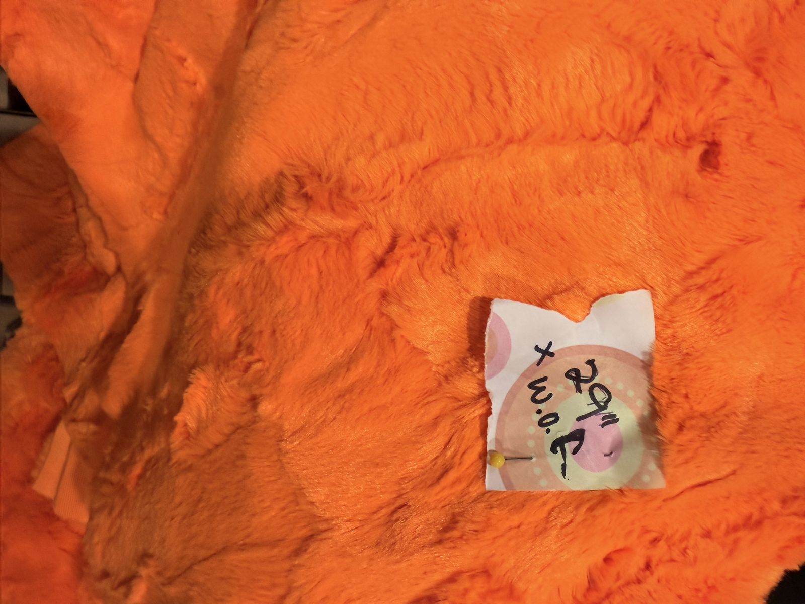 New. Bright Orange Faux Fur Fabric Material Soft Shag Crafting