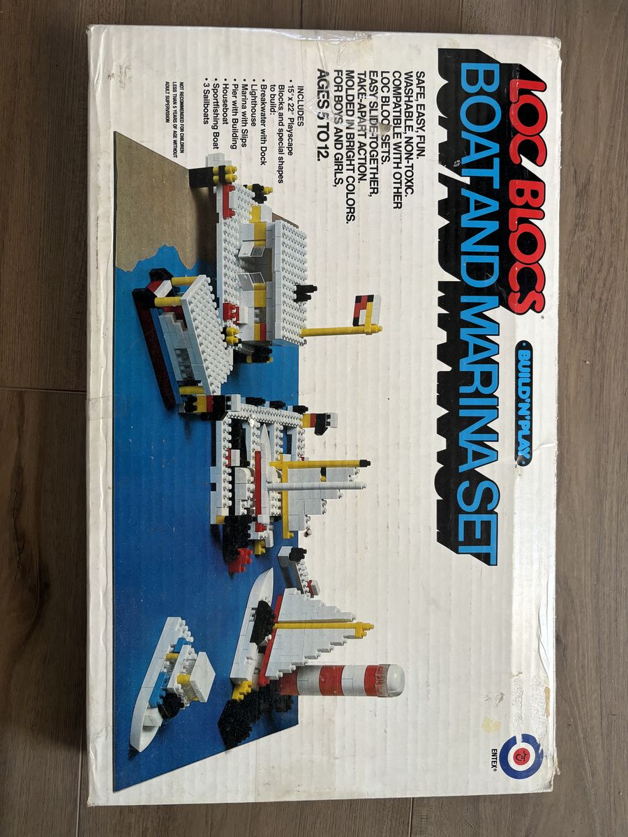 Vintage Loc Blocs Boat and Marina Set - Build'N'Play Construction Toy with Instructions - Complete?