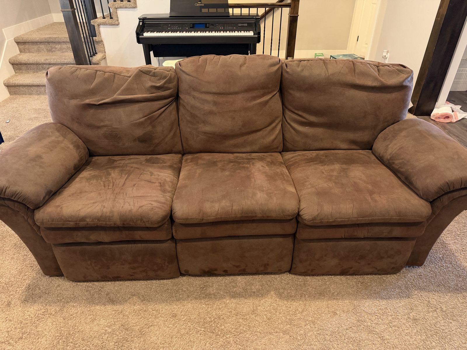 Reclining microfiber couch