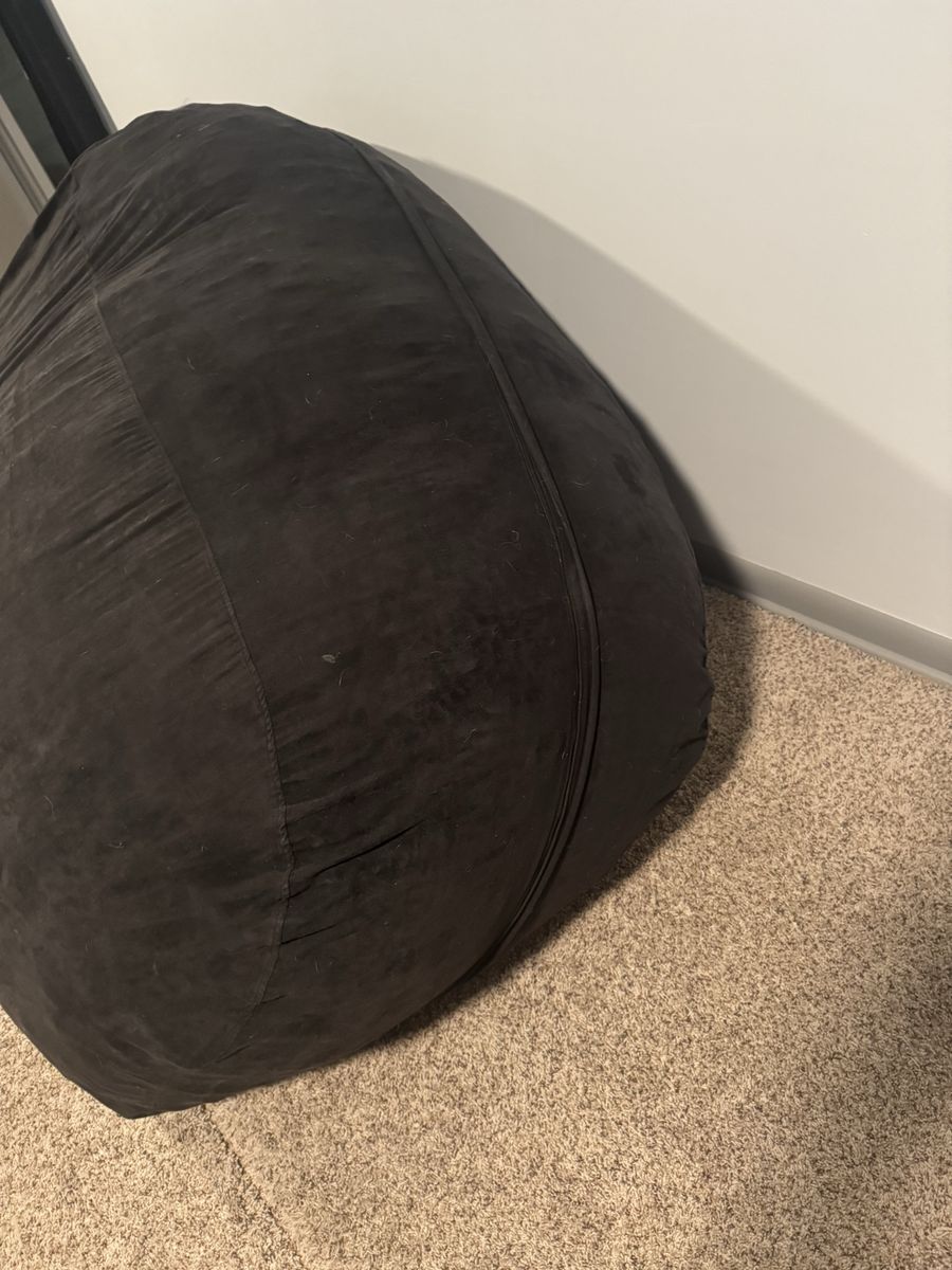 Large Black Cloth Bean Bag Chair 6’ long