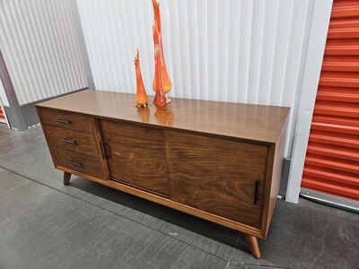Walnut Wood Credenza Mid-Century Modern Style