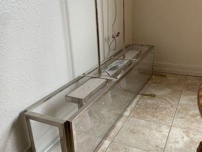 Modern Brushed Nickel Linear Pendant Light with Glass Panels