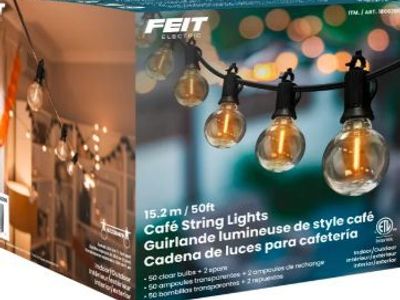 Brand new Feit Electric 50' LED Cafe String Light.