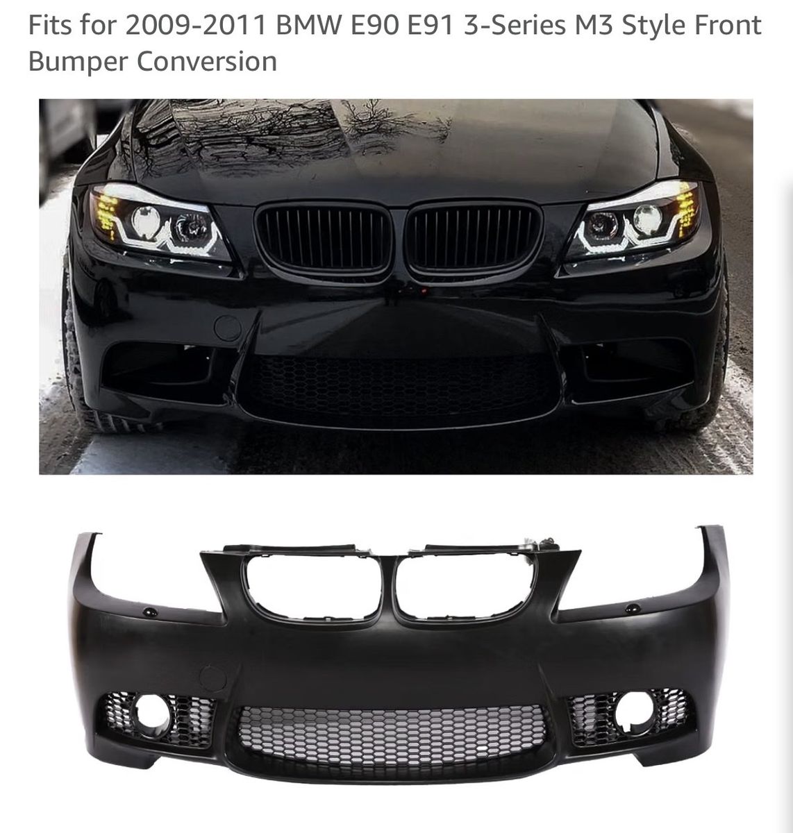 M3 Style Front Bumper Conversion for 2009-2011 BMW E90 E91 3-Series - ABS Material