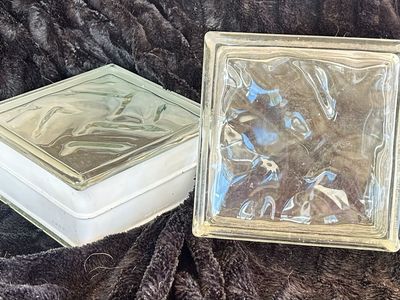 55 Vintage Pittsburgh Corning Clear Glass Block Pavers, Square Wavy Pattern, Made in Germany