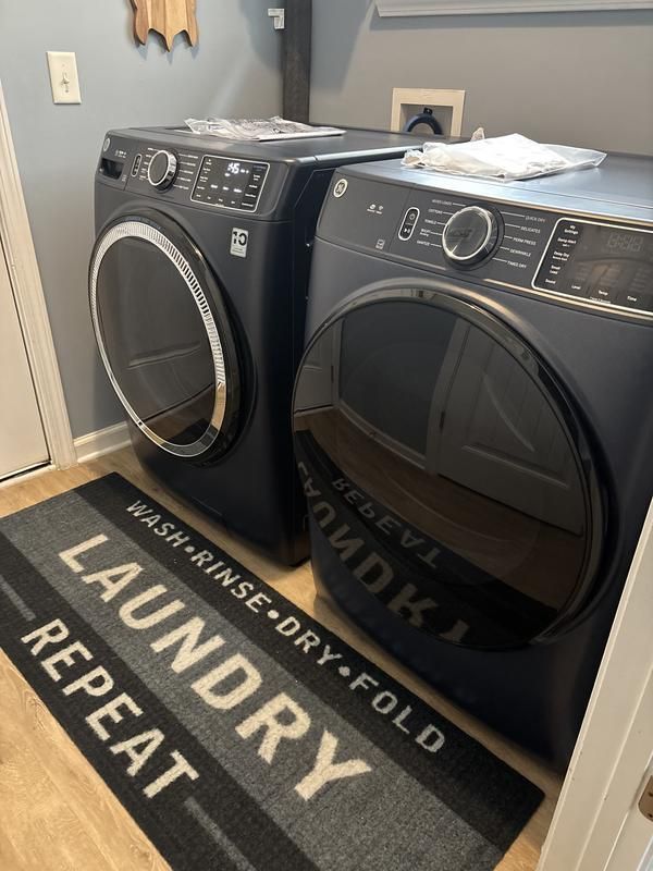 GE Smart Front Load Electric washer and Dryer SET in Sapphire Blue