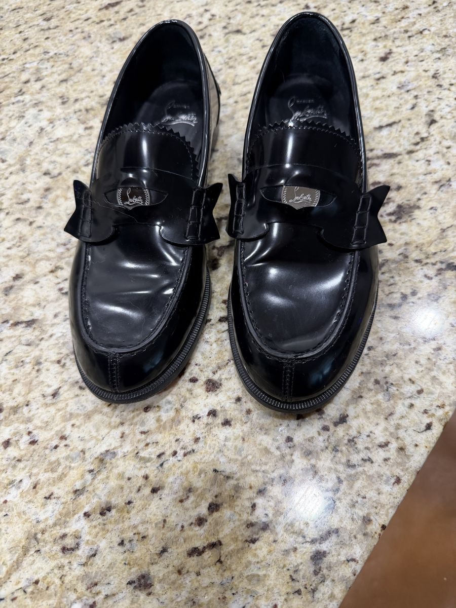 Christian Louboutin Black Patent Leather Penny Loafers