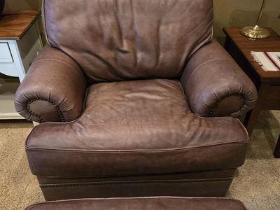 Leather Chair and Ottoman