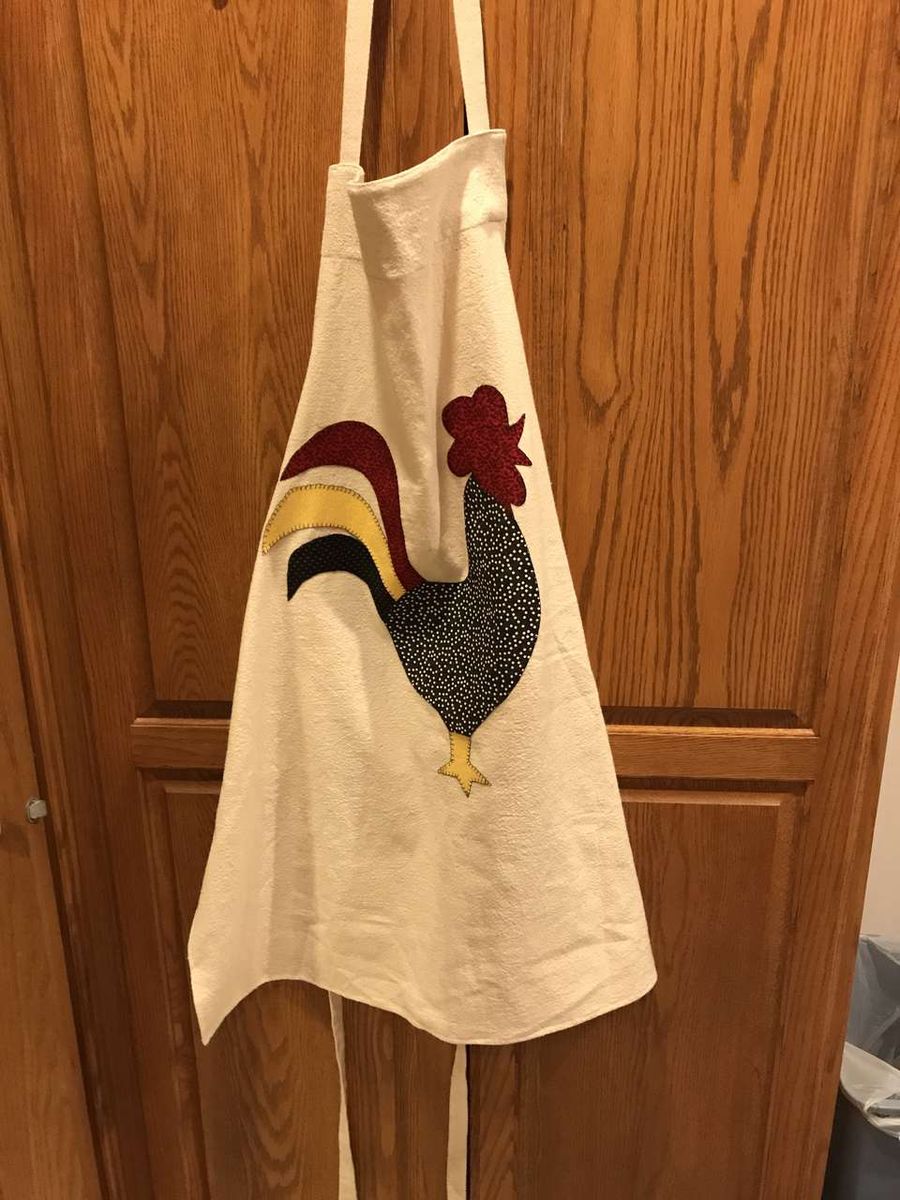 His and Her Aprons, Rooster and Chicken Appliques, Cotton, Handmade, New