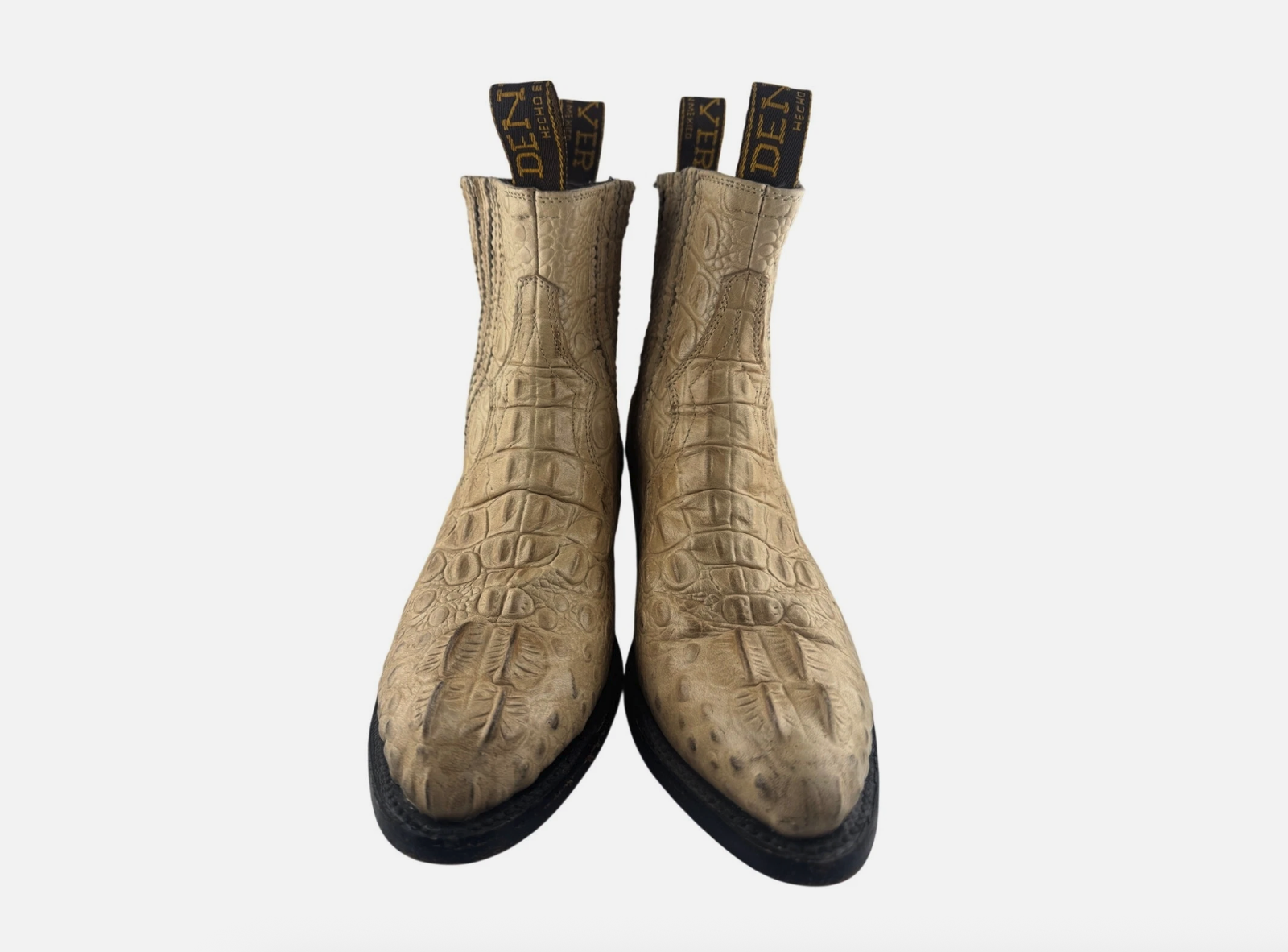 Denver Boots 7.5-8 Croc Embossed Cowhide Leather Western Ankle Boots Mexico